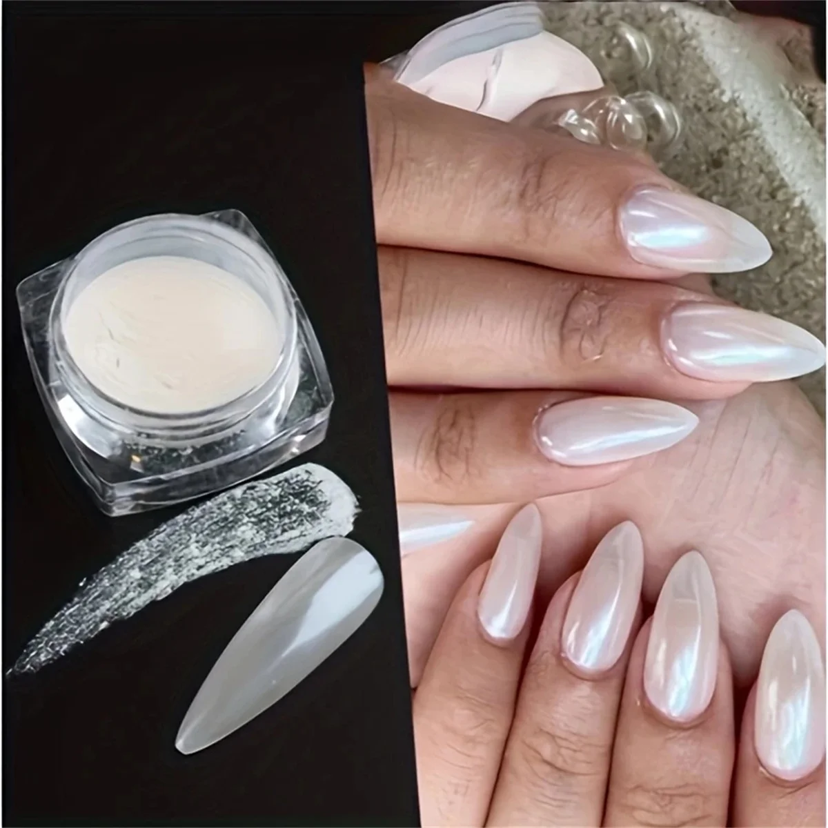 1pc pearl white ice skin nail powder holographic glitter powder combined with nail polish adhesive for nail art creation DIY