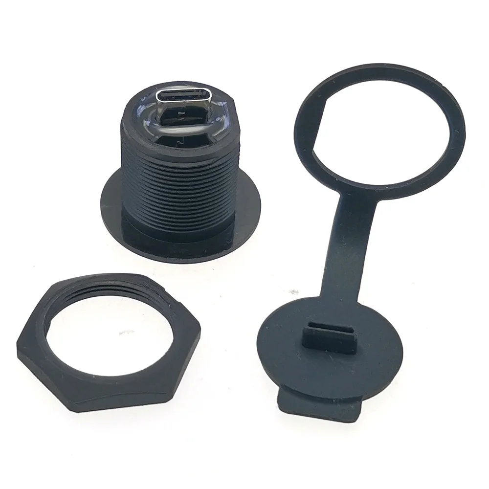 

1pc Circular Waterproof Screw Nut Locking Plate Chassis Panel Mount Usb Type c 3.0 Female to F Connector Adapter Socket Port