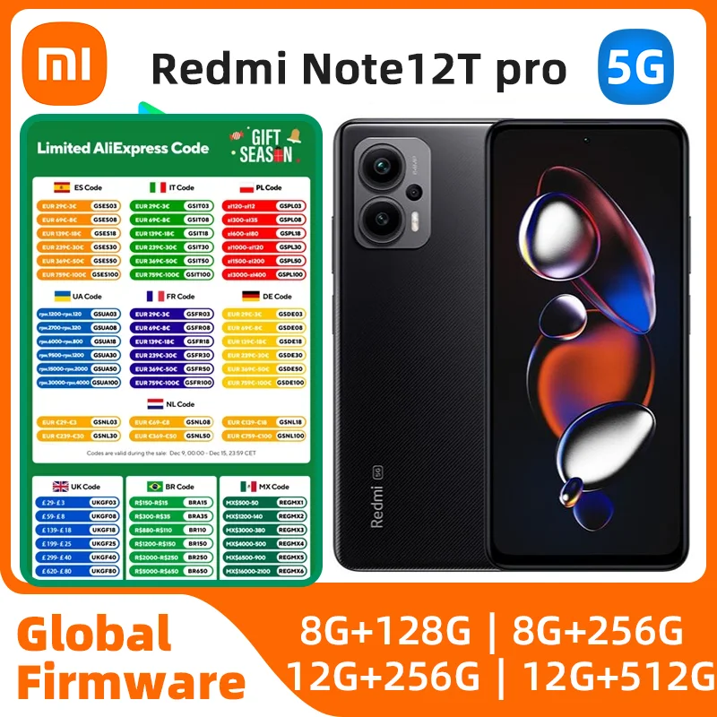 Xiaomi Redmi Note 12T Pro 5G 256GB/512GB Dimensity 8200 Ultra 140Hz LCD Display 64MP Triple Camera 5080mAh used phone