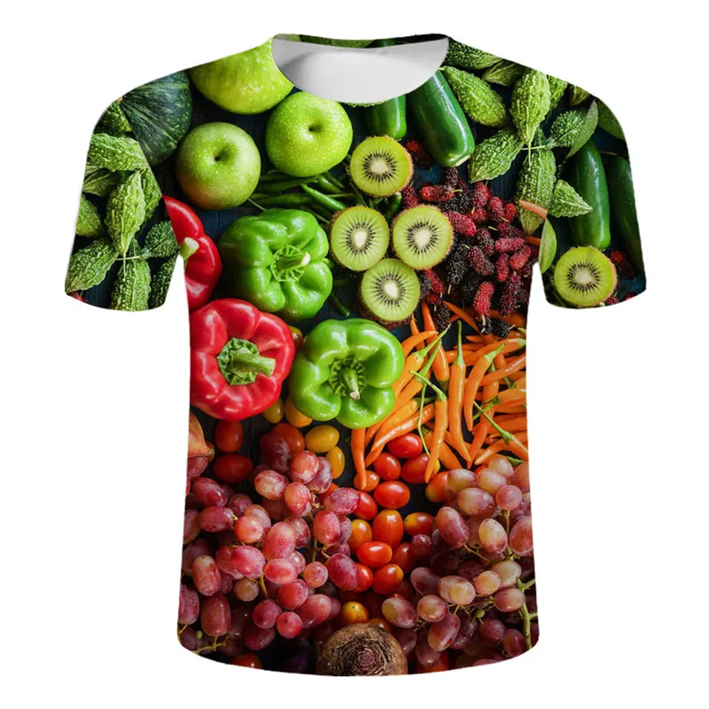 Summer Fashion Personality Fruit and Vegetable graphic t shirts For Men Trend Casual Fun harajuku Printed O-neck Short Sleeve