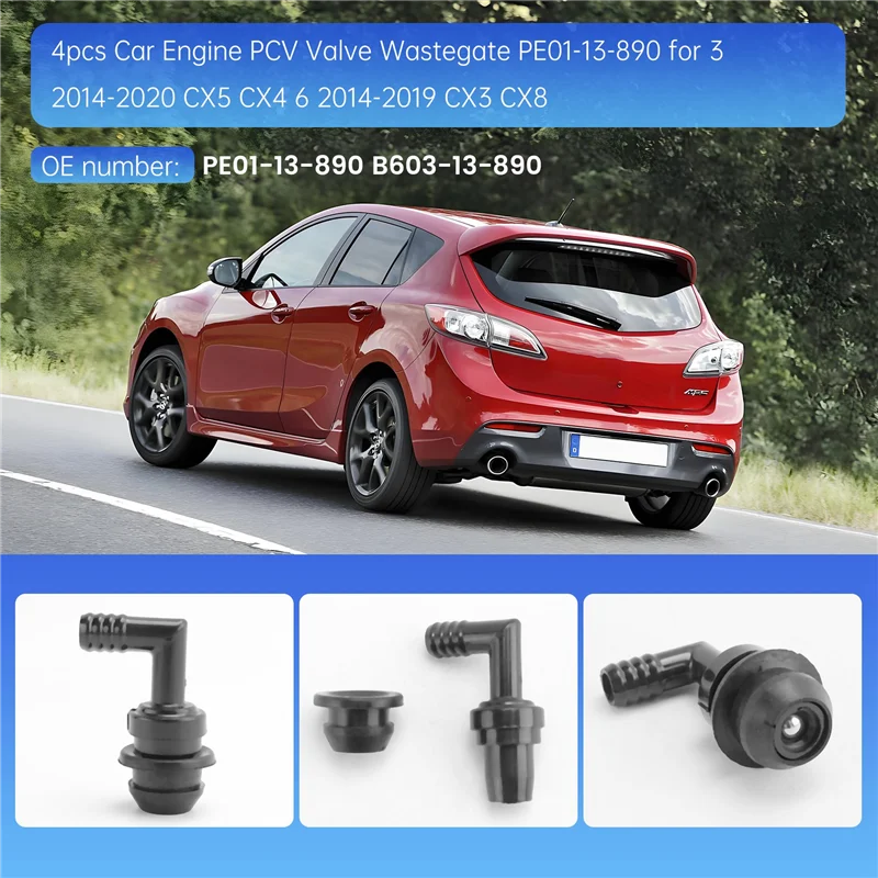 

HOT-4Pcs Car Engine PCV Valve Wastegate PE01-13-890 For Mazda 3 2014-2020 CX5 CX4 MAZDA 6 2014-2019 CX3 CX8,4Pcs Car Engine PCV