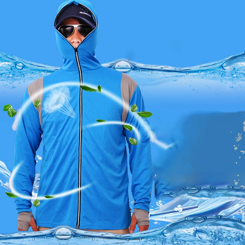 (M-5XL)Lightweight Fishing Hoodie Men's Outdoor Sun Protection Ice Silk Moisture-wicking Quick-dry Breathable Fishing Jacket