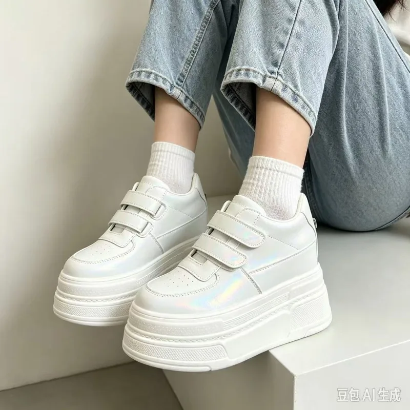 New 10CM 12CM Thick Bottom Women's Shoes Causal Height Increasing Wedge Heels Footwears Fashion Chunky Sneaker Vulcanize Shoes