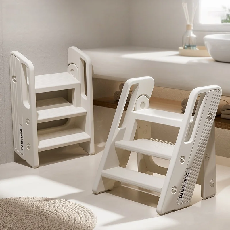 3 Step Stool Foldable Ladder Stool Baby Kids Toddler Bathroom Sink Anti-slip Portable Bathroom Stool Kids Ladder New Arrival