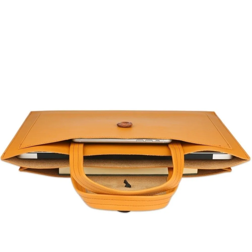 Messenger Large Capacity Laptop Bag Rectangle PU Handheld Bag Solid Color With Storage Pocket Carrying Case Men's Bag