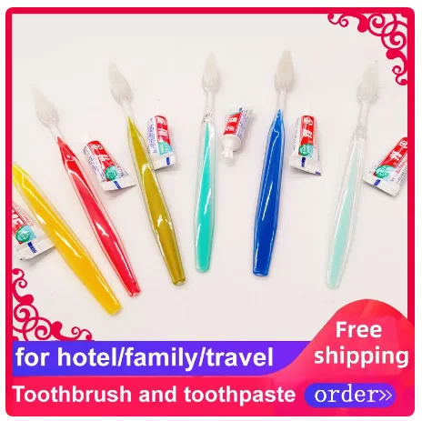 Free Shipping Mixed Color Toothbrush Toothpaste Set Hotel Supplies Personal Private Cleaning Appliance Wholesale