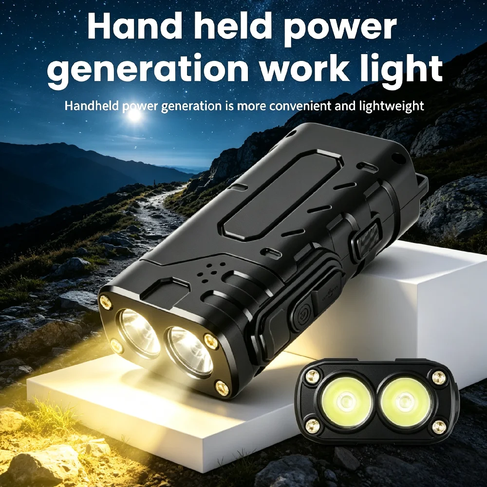 New Type‑C Charging Flashlight Hand Crank Power Generation Torch with Digital Power Display for Outdoor Household Emergency Use
