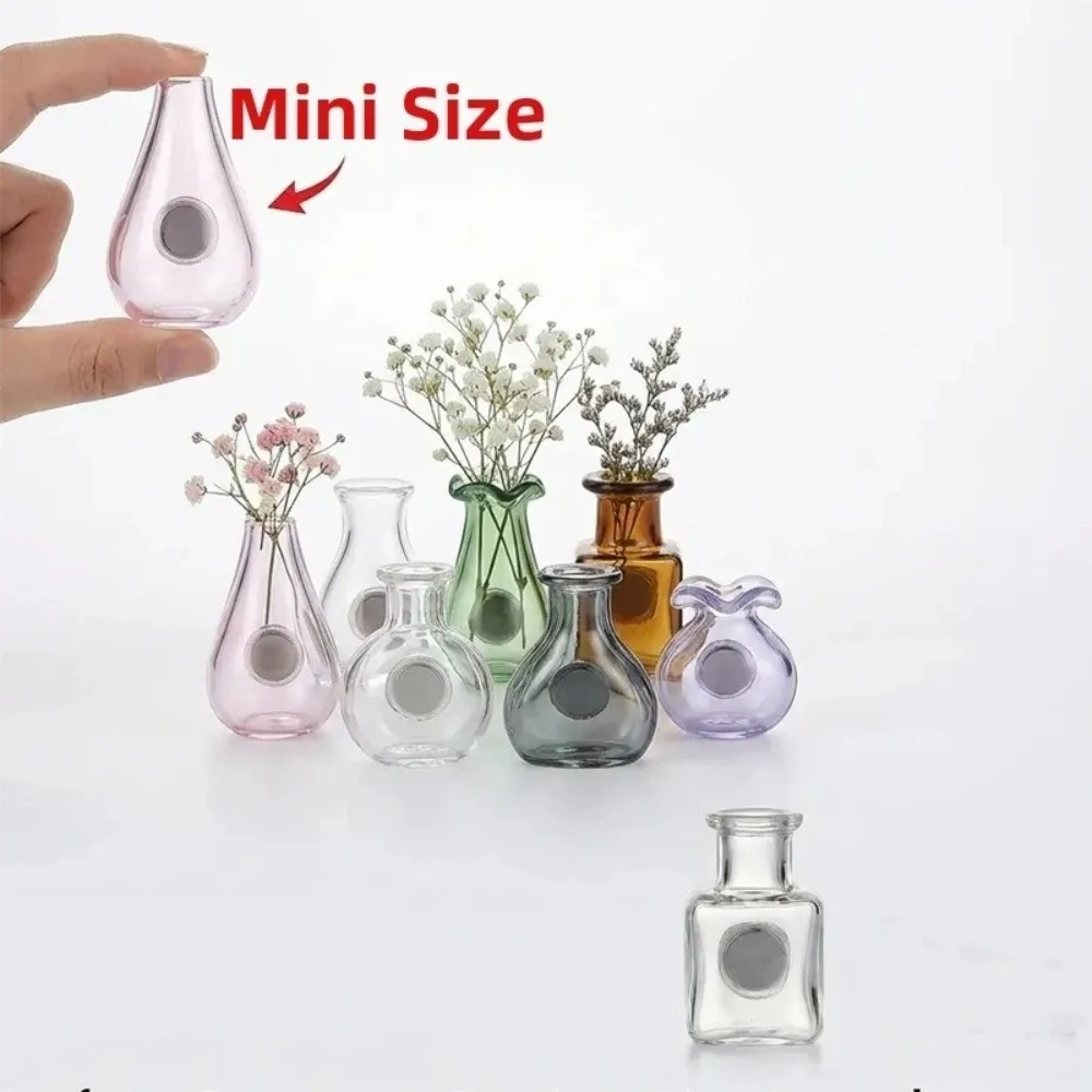6Pcs Creative DIY 3D Mini Vase Magnets Modern Artistic Magnetic Glass Vases Funny Exquisite Hydroponic Plant Vase Kitchen Decor