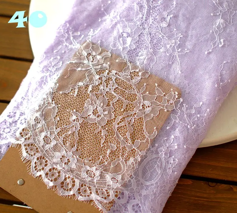 3M/ lot Chantilly Lace Fabric DIY Decorative Soft White Pink Purple Grey Nylon Eyelash Lace Wedding Dress Fabric 150cm