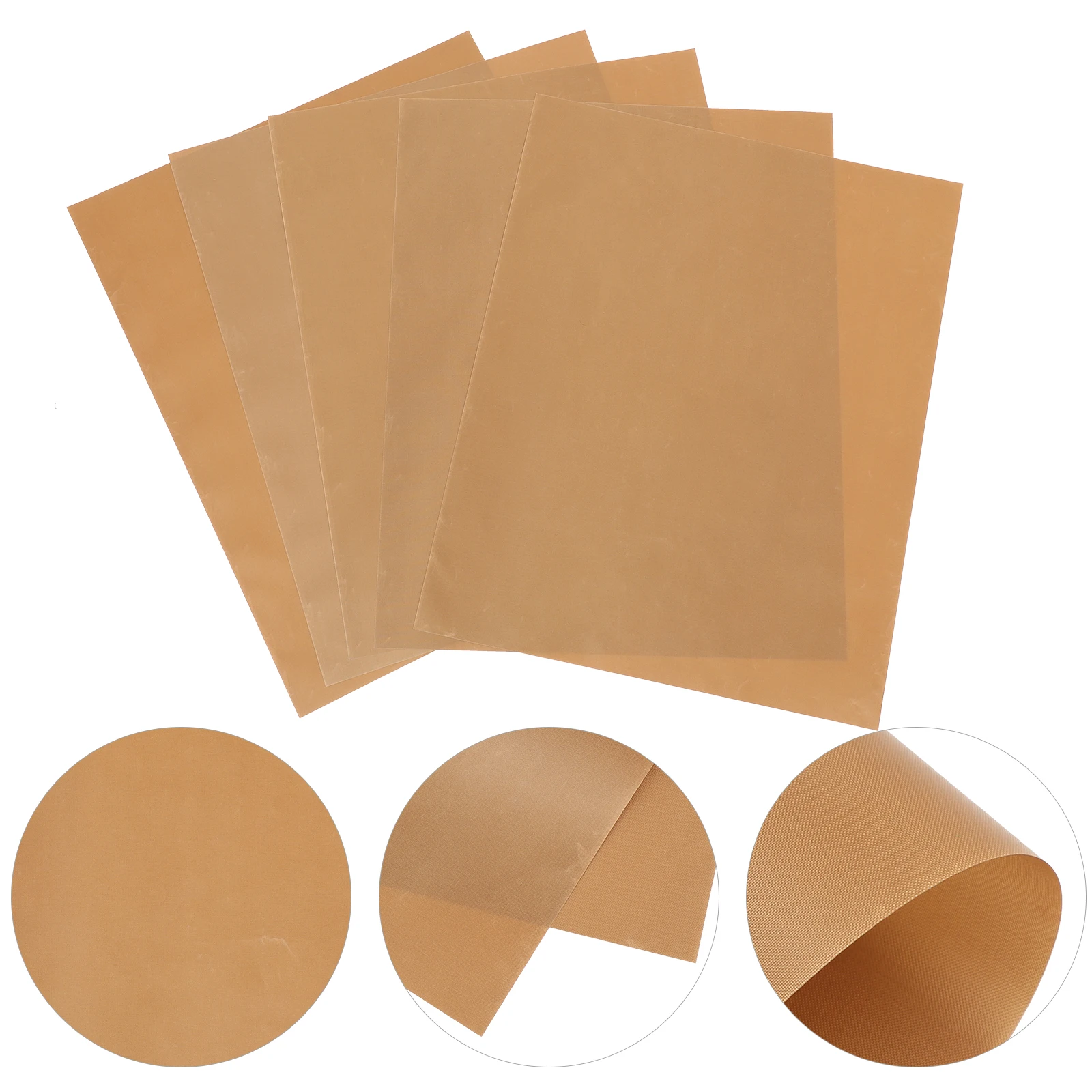 

5 Pcs Non Stick Coated Fiberglass Cloth Heat Press Pad Baking Mat 40x50cm Brown Heat Resistant Insulation Kitchen Arts