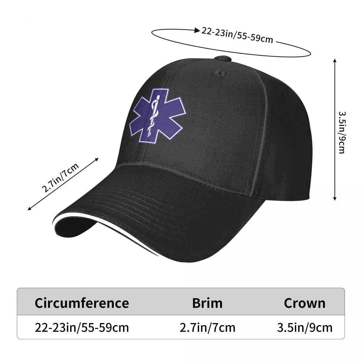 Star Of Life Baseball Cap Logo Print y2k Retro Trucker Hat Spring Couple Hip Hop Casual Custom Baseball Caps