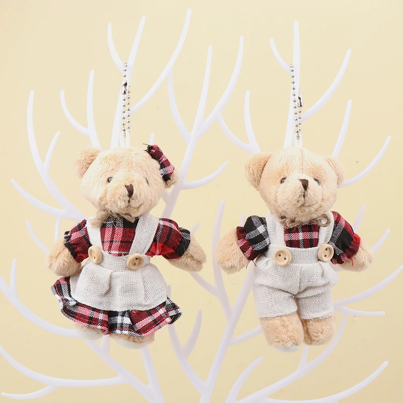 Zachte knuffelbeer met kledingsleutelhanger; Gevulde pop in cartoonstijl; Aantrekkelijke rugzakhanger; Ideaal kindercadeau