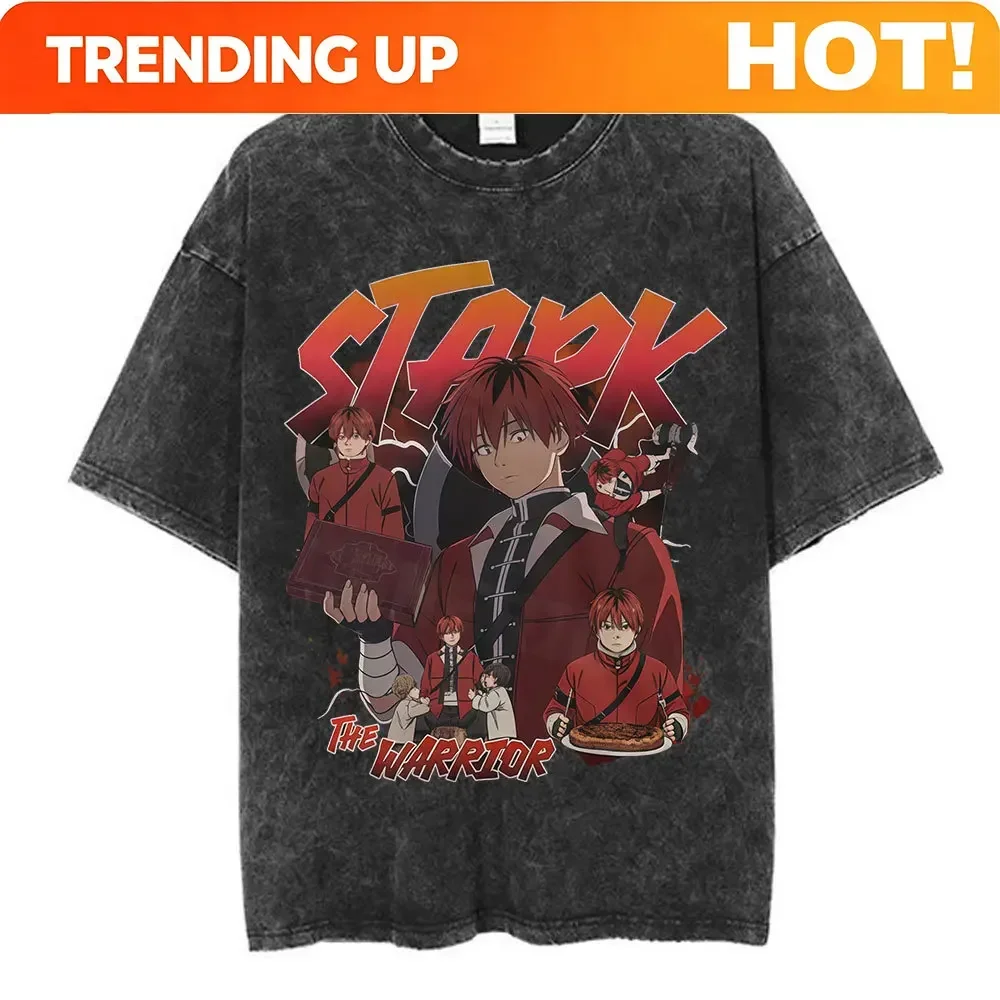 Customization Shirt Anime Frieren: Beyond Journey's End Frieren Washed Vintage T-shirt Men's Women Fashion Short Sleeve 100% Cot