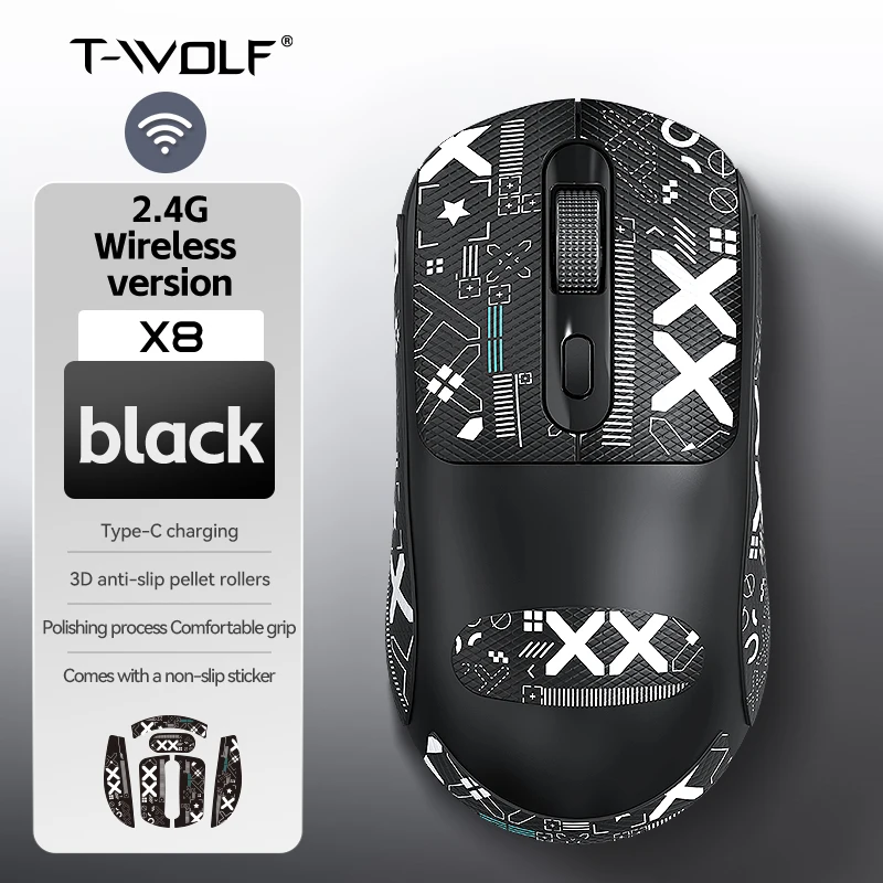2.4G wireless mouse, RGB backlight, free non-slip stickers, business office, computer, notebook