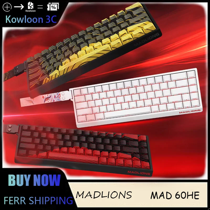 MADLIONS MAD60he 68 Mechanical Keyboard Gaming Wired Low Latency  Magnetic Switch Hot Swap 8000Hz  Office Valorant 8K White