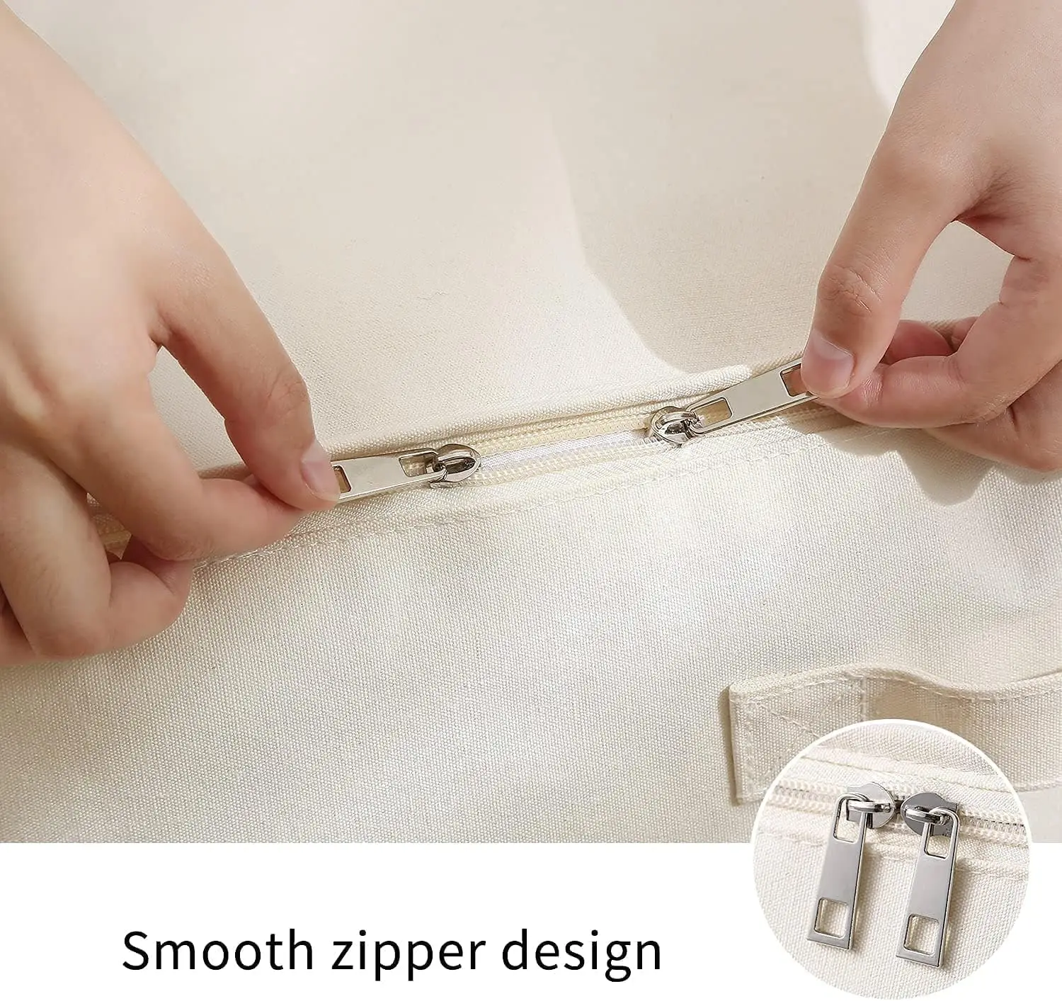 Large Canvas Storage Bags for Clothes and Blankets, 3-Pack with Dual Zippers and Handles