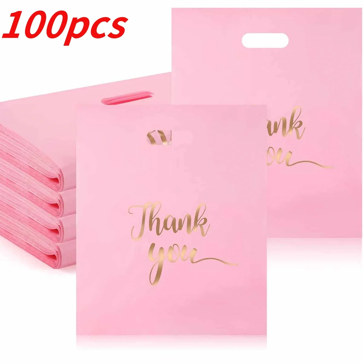 100pcs Low-voltage Flat Mouth Four Finger Bags Gift Packaging for Halloween Christmas Hand-held Shopping Bags, Clothing Bags