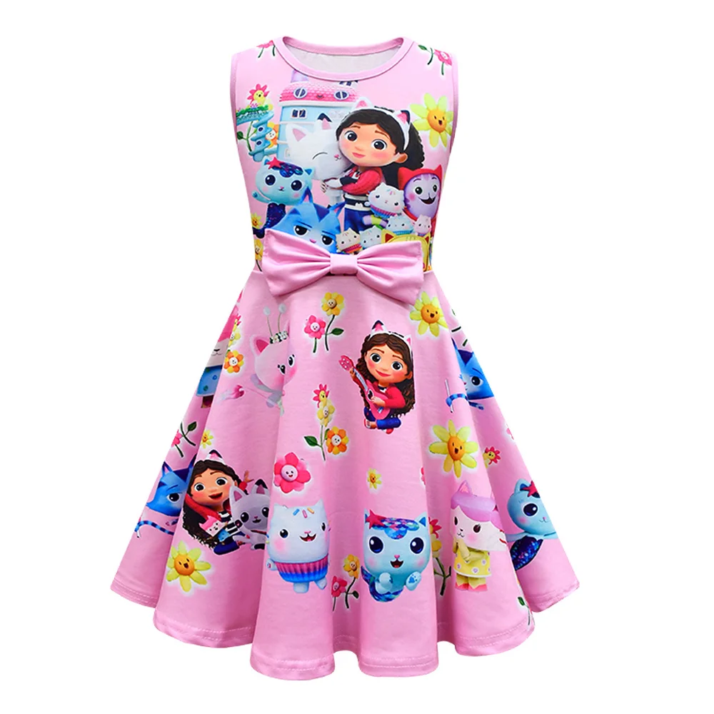 Summer Kid Gabby\'s Dollhouse Clothes Girls Gabby Cats Cosplay Dress + bag Baby Children Birthday Party Princess Dresses