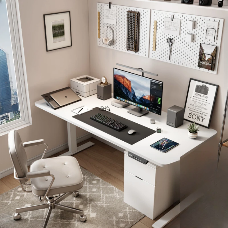 Student desks, home white desks, computer desks for primary and secondary school students, children's electric height-adjustable