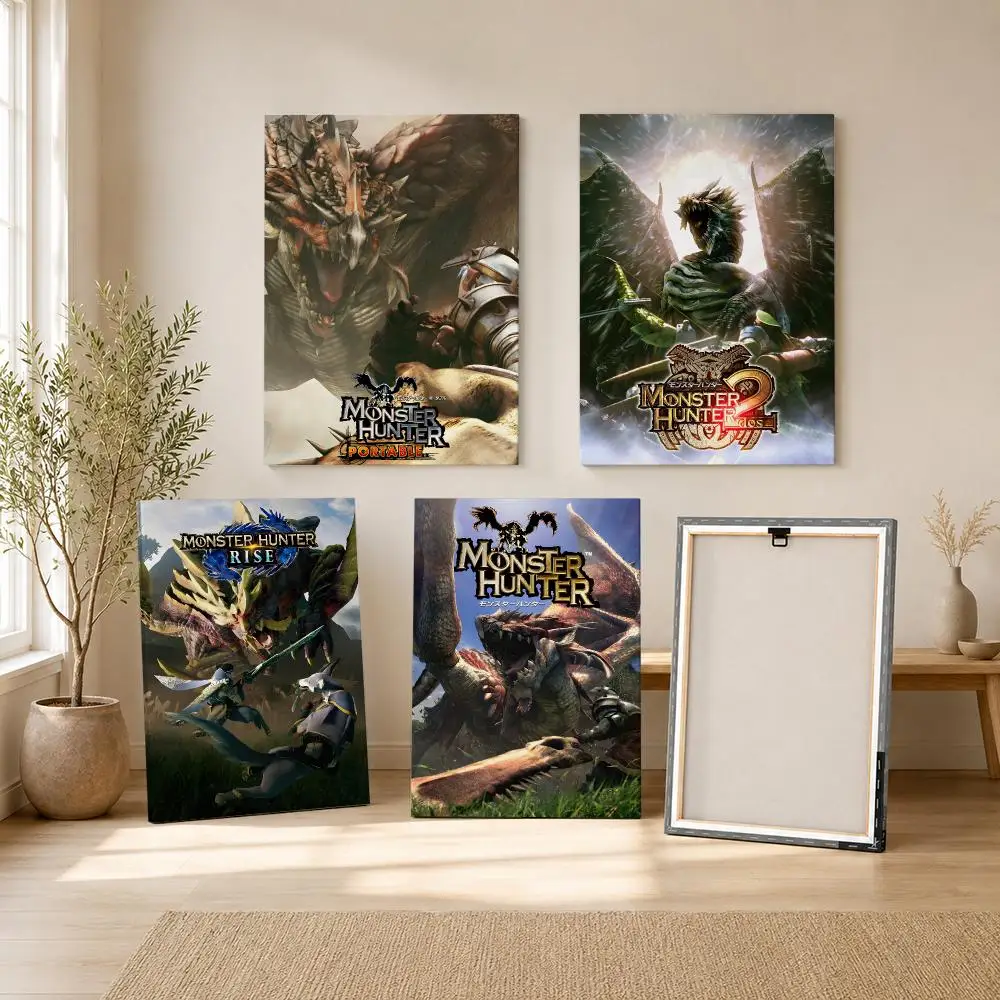 Game M-Monster hunter Wild Adventurous Framed Wall Painting Framed Canvas Wall Art Print | Modern Poster | Home Hallway Decor