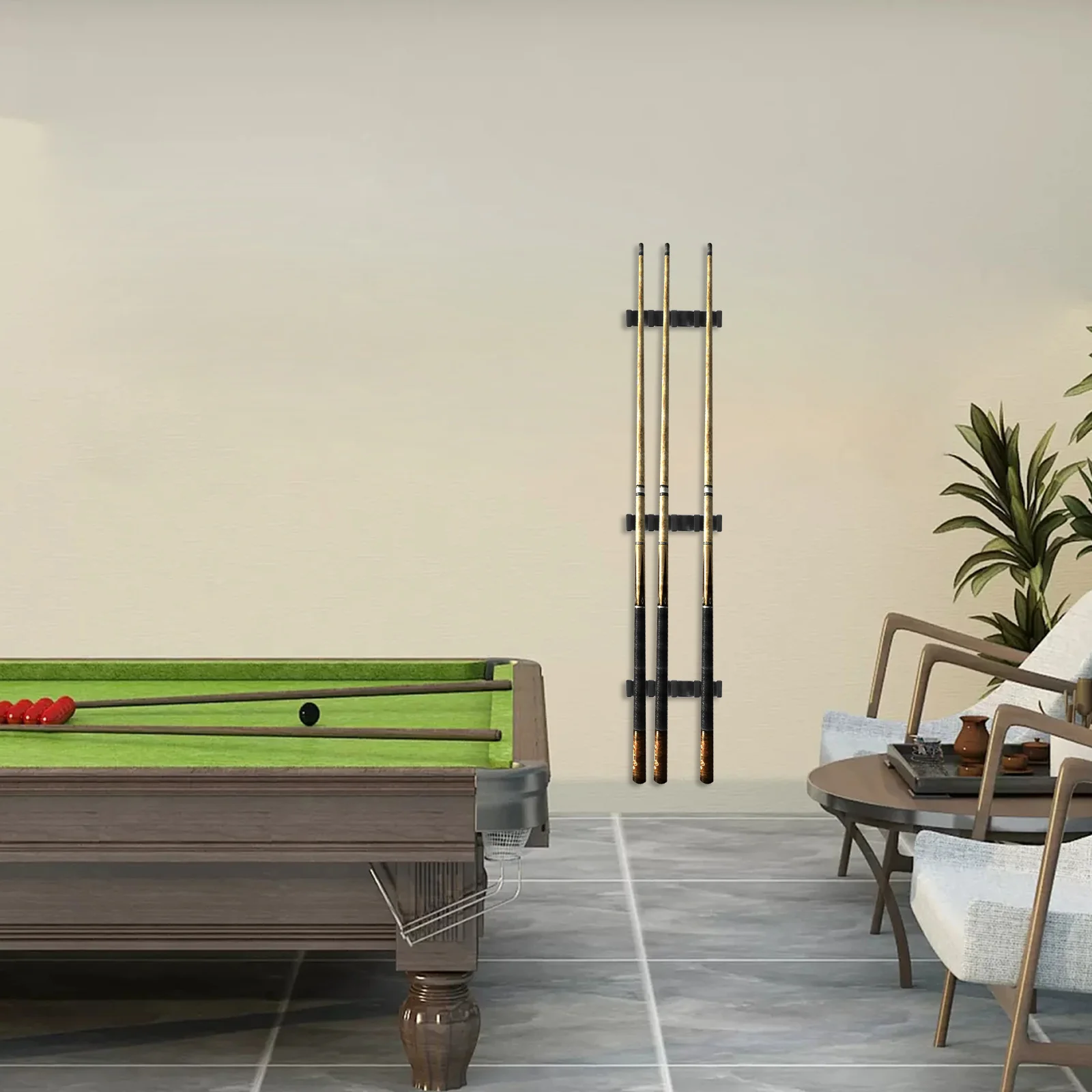 

3Pcs Pool Cues Stand Adhesive Backing 4 Cue Capacity Easy Install Anti Slip Flat Rest Design Home Club Billiard Accessories