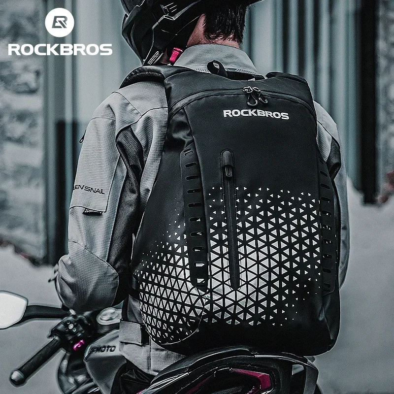 ROCKBROS 14.5L Backpack High-Capacity Full Helmet Bag  Travel Luggage Bag Breathable Reflective Motorcycle Rider Bags Accessory