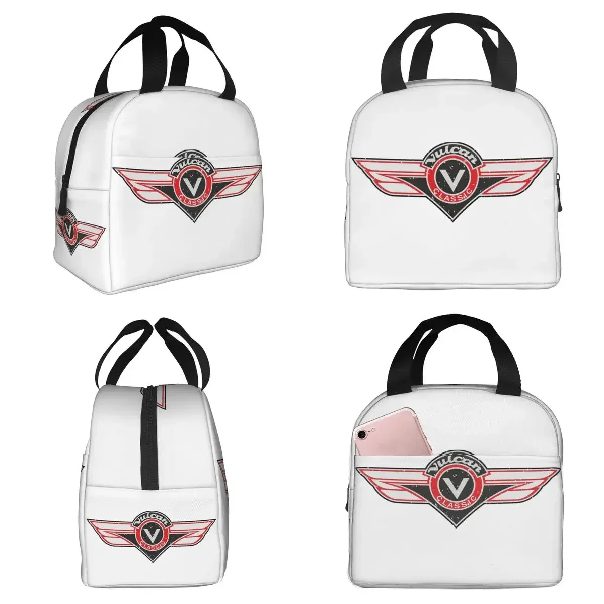 Vulcan VN Motorcycle Classic Logo Worn Insulated Lunch Bag for Kids School Cooler Thermal Food Box Tote Lunch Boxes Container