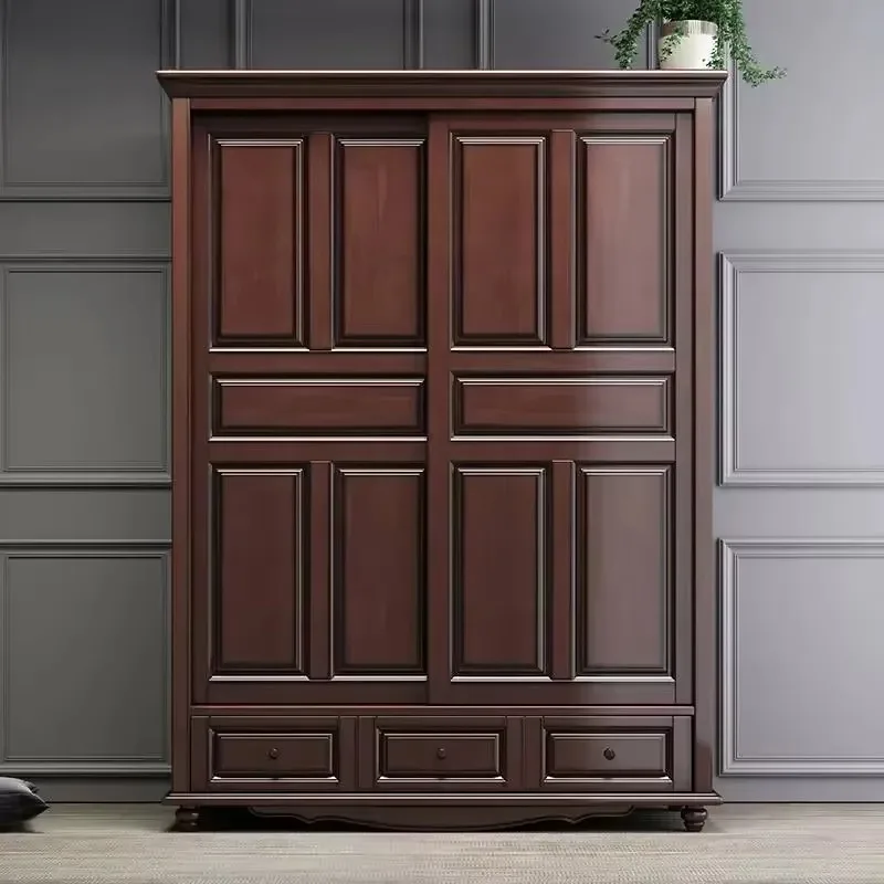

Solid Wood Wardrobe Sliding Door Combination Simplicity Bedroom Wardrobes Storage Garderobe Armoire Chambre Bedroom Furniture