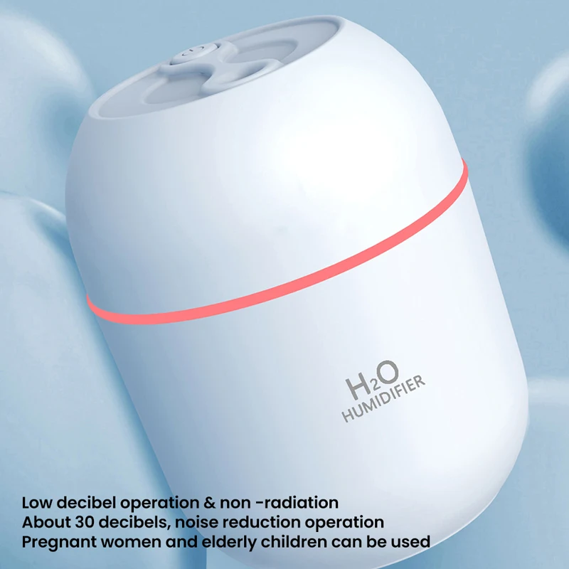 USB 충전식 미니 가습기, 조용한 쿨 미스트 공기 가습기, 가정 사무실 침실 책상 가습기, 2 가지 미스트 모드, 200ml