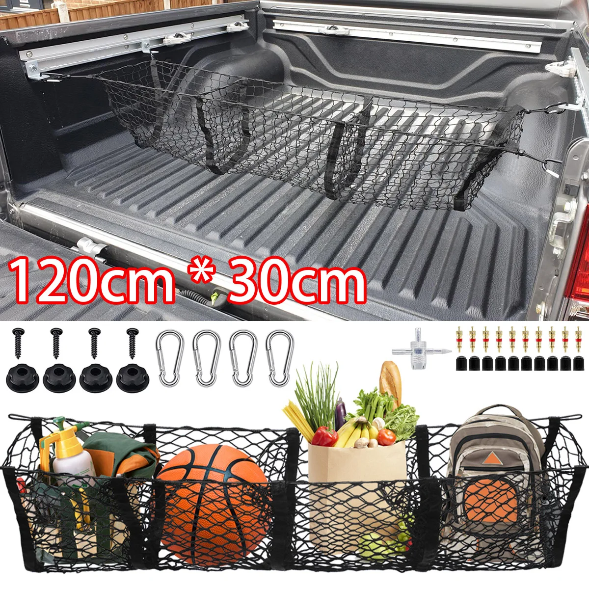 Car 4 Pocket Cargo Net Trunk Bed Luggage Storage Organiser Mesh For Isuzu D-Max Dmax 2013-2020 2021 2022 2023 2024 Pickup 4x4