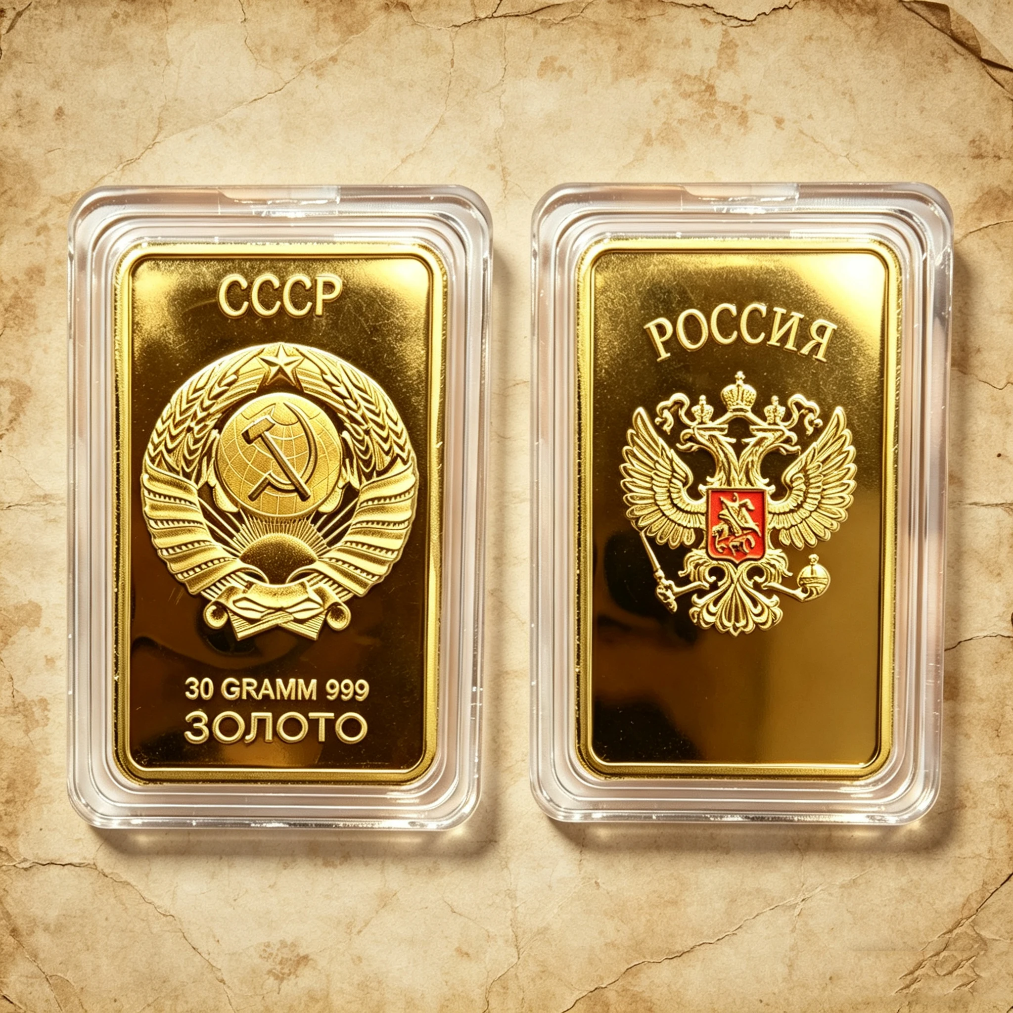 Barra de Liga Banhada a Ouro 30g CCCP Rússia, Réplica do Emblema da União Soviética, Lembrança Colecionável, Presente