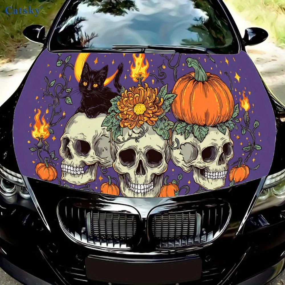 

Праздничный череп Vibe, наклейка на капот автомобиля, самоклеящаяся водонепроницаемая наклейка на капот автомобиля из ПВХ, украшение автомобиля, устойчивая к царапинам наклейка Protec