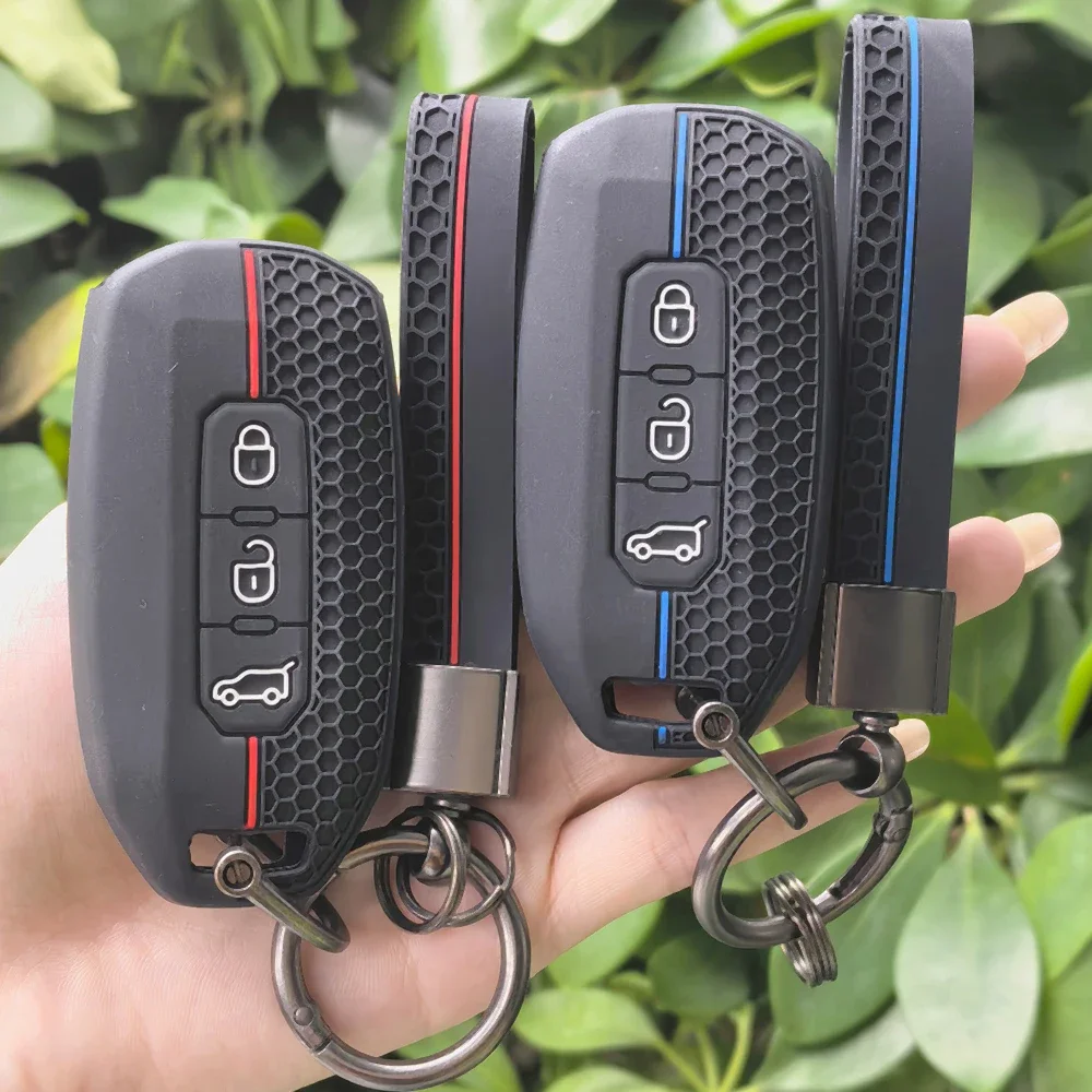 Silicone 3 Buttons Car Smart Key Cover Case Bag Fob Shell Holder for Ford Territory EV Key Protector Keychain Accessories