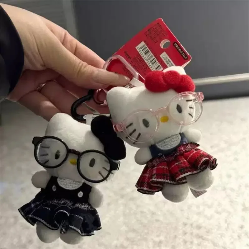 لطيف أفخم دمية المفاتيح مرحبا كيتي Kawaii سوبر لطيف نظارات دمية حقيبة قلادة الكرتون إعطاء هدايا عيد الميلاد للفتيات #1