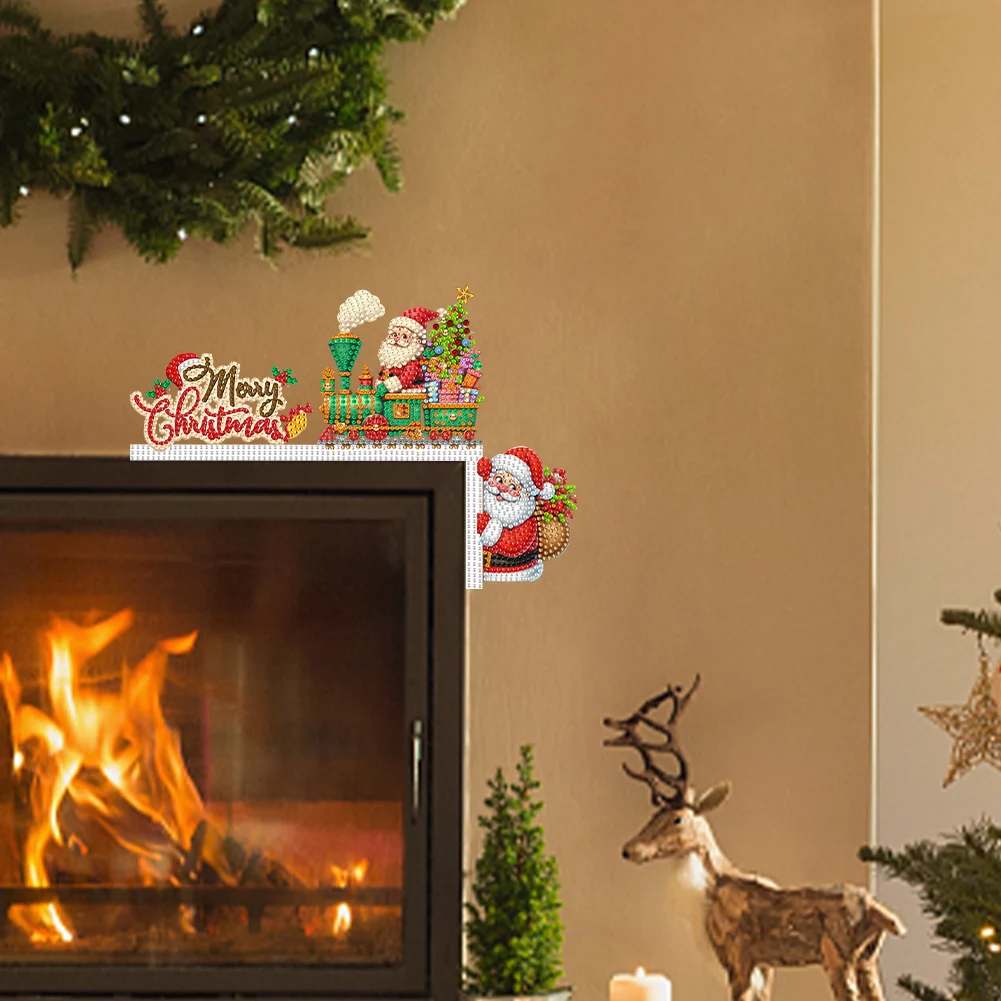 Holz Weihnachten DIY Diamant handgemachte Top Tür Rahmen Eckschild 5D DIY Diamant Malerei Haustür Eckschild für Fenster Wände