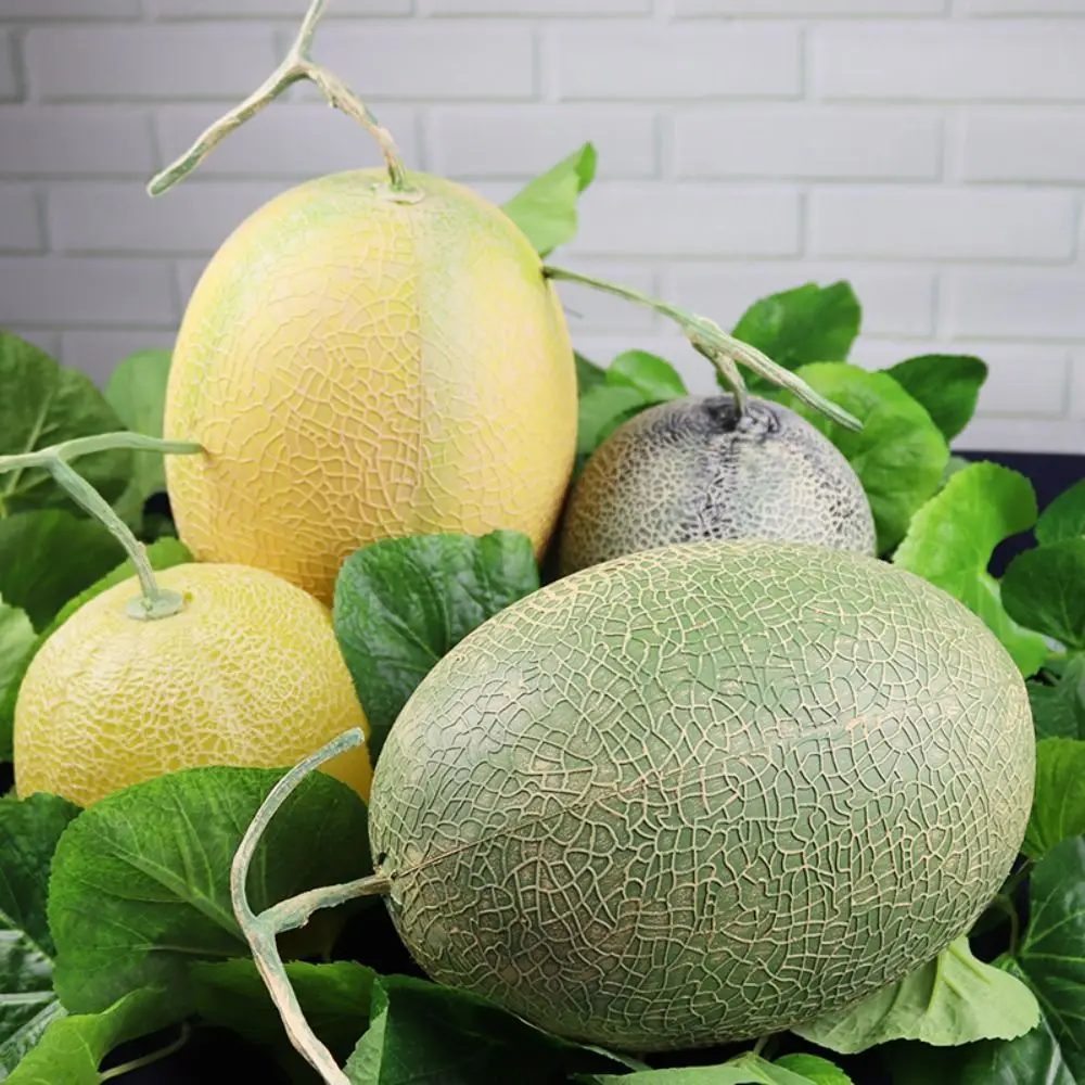 Kid Gift Foam Artificial Cantaloupe Melon Plastic Food Model Fake Cantaloupe Melon Funny Realistic Simulation Fruit Home Decor