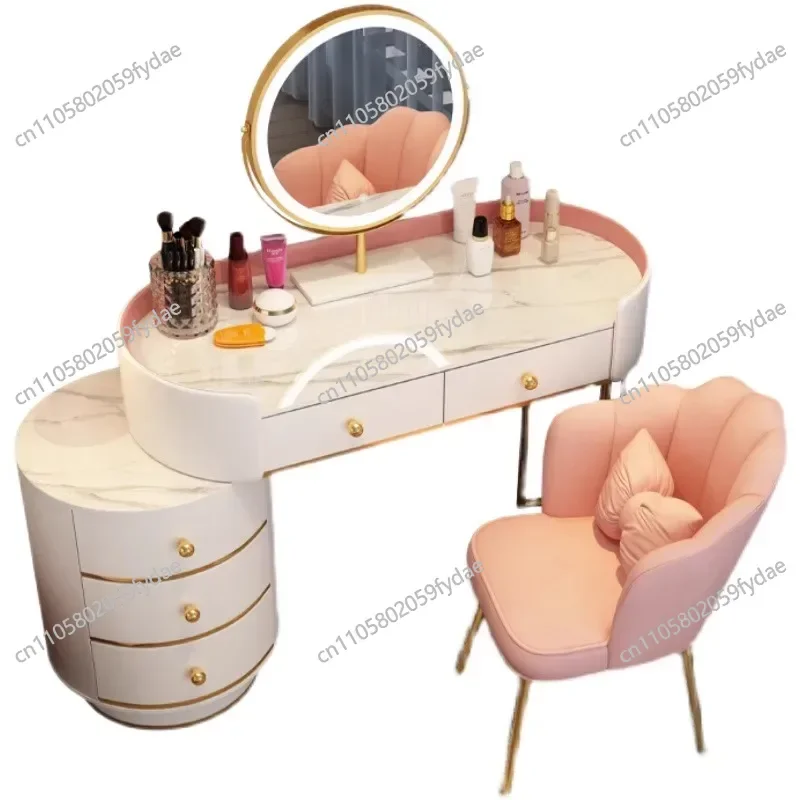 Pink White Vanity Table Women Luxury Nail European Big Stool Study Dressing Table Organizer Mesa De Home Furniture