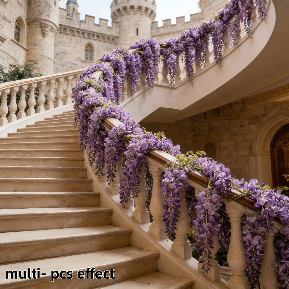 30 Stück Stilvolle und Romantische Künstliche Lila Glyzinien-Blumen für Garten, Hochzeit, Innenhof und Heim-Vasen Blumenarrangements – Detail 4