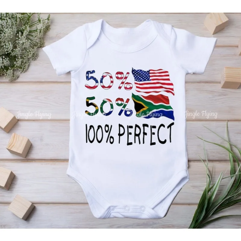 Body con bandera americana africana de EE. UU., 50 de Sudáfrica, 100%, camisa de nacionalidad perfecta, ropa infantil orgullosa de ser, regalo para Baby Shower