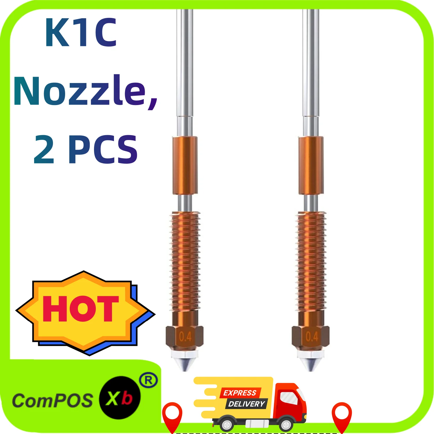 For K1C/K1 SE Nozzle, Unicorn Quick-Swap 0.4mm, 0.6mm, 0.8mm Nozzle Kit Copper Alloy and Hardened Steel 3D Printer Nozzle