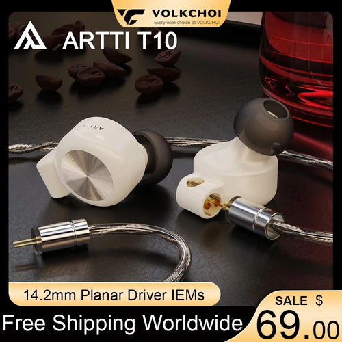 ARTTI-auriculares intrauditivos T10, cascos HIFI con controlador plano de 14,2mm, conector desmontable de 2 pines 0,78/3,5mm, Cable de enchufe