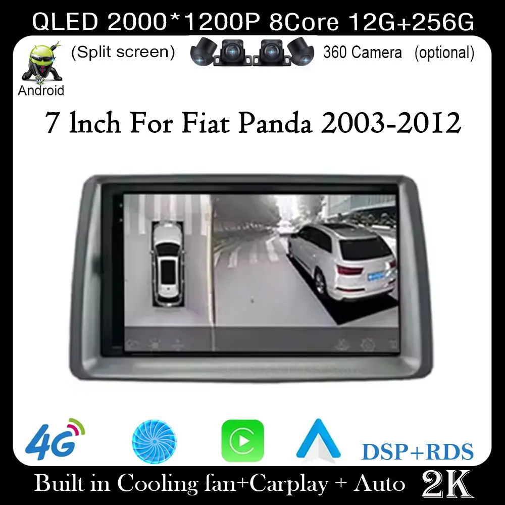 

7-дюймовый для Fiat Panda 2003-2012 Android 14 DSP автомобильный радиоприемник мультимедийный видео стерео навигация Carplay Auto