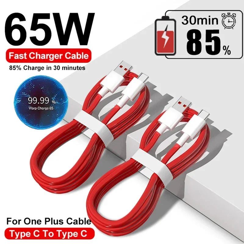 

PD 65W Supervooc Warp Charger Cable For OnePlus Ace 9RT 9R 8 7 Pro 7t Pro USB C To Type C Fast Charging 6t 5t 3t Data Wire Cord