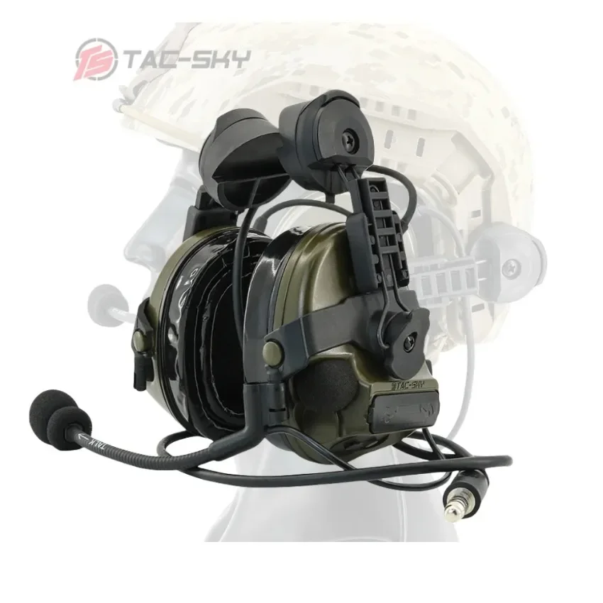 TAC-SKY 2025 New Military TSC3 Tactical Headset Hearing Protection Electronic Silicone Earmuffs ARC Rail Helmet Bracket