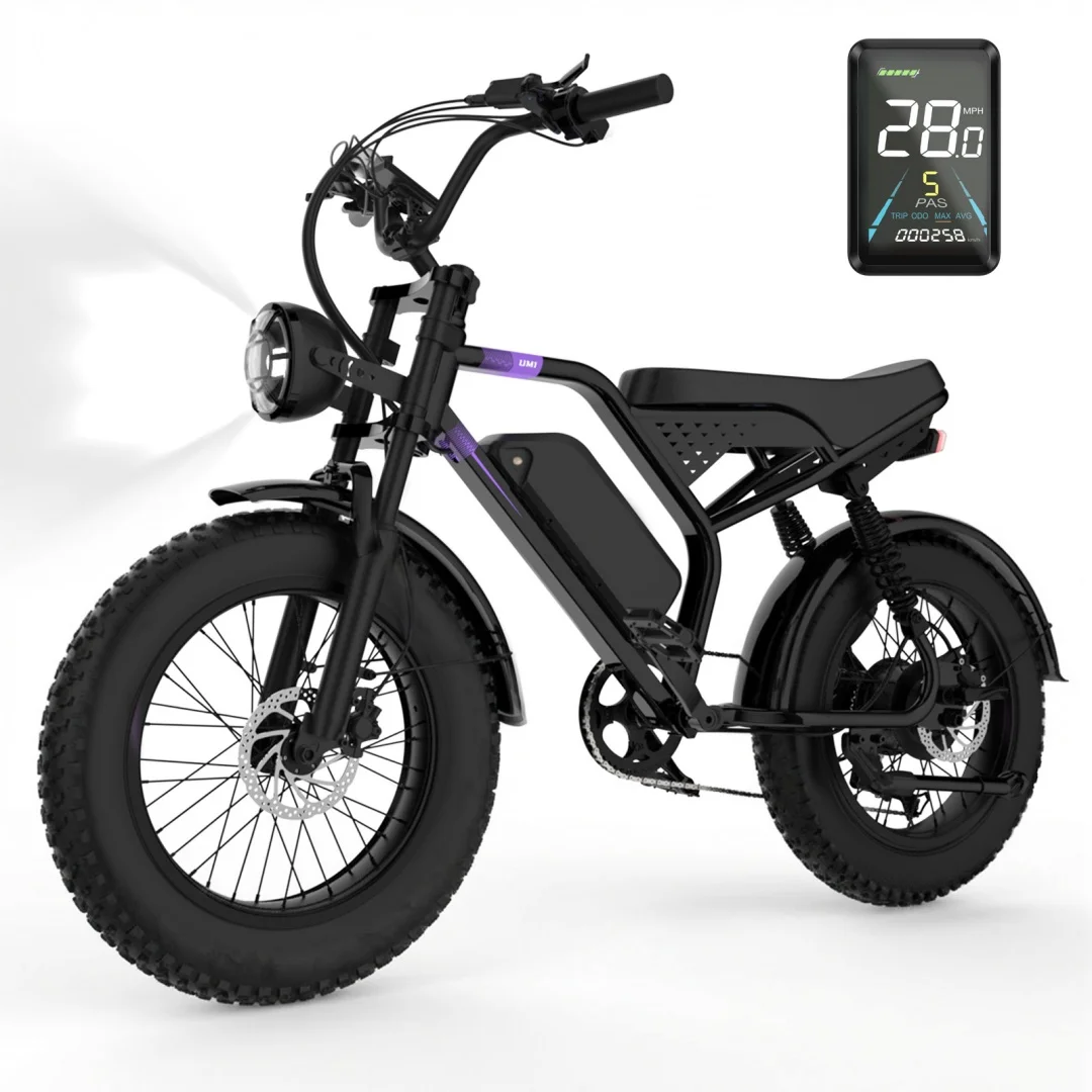 1500W Peak Electric Bike for Adults 48V 20Ah Fat Tire E-Bike 28MPH Retro Moped Style Full Suspension Hydraulic Brakes All-Terrain US Stock