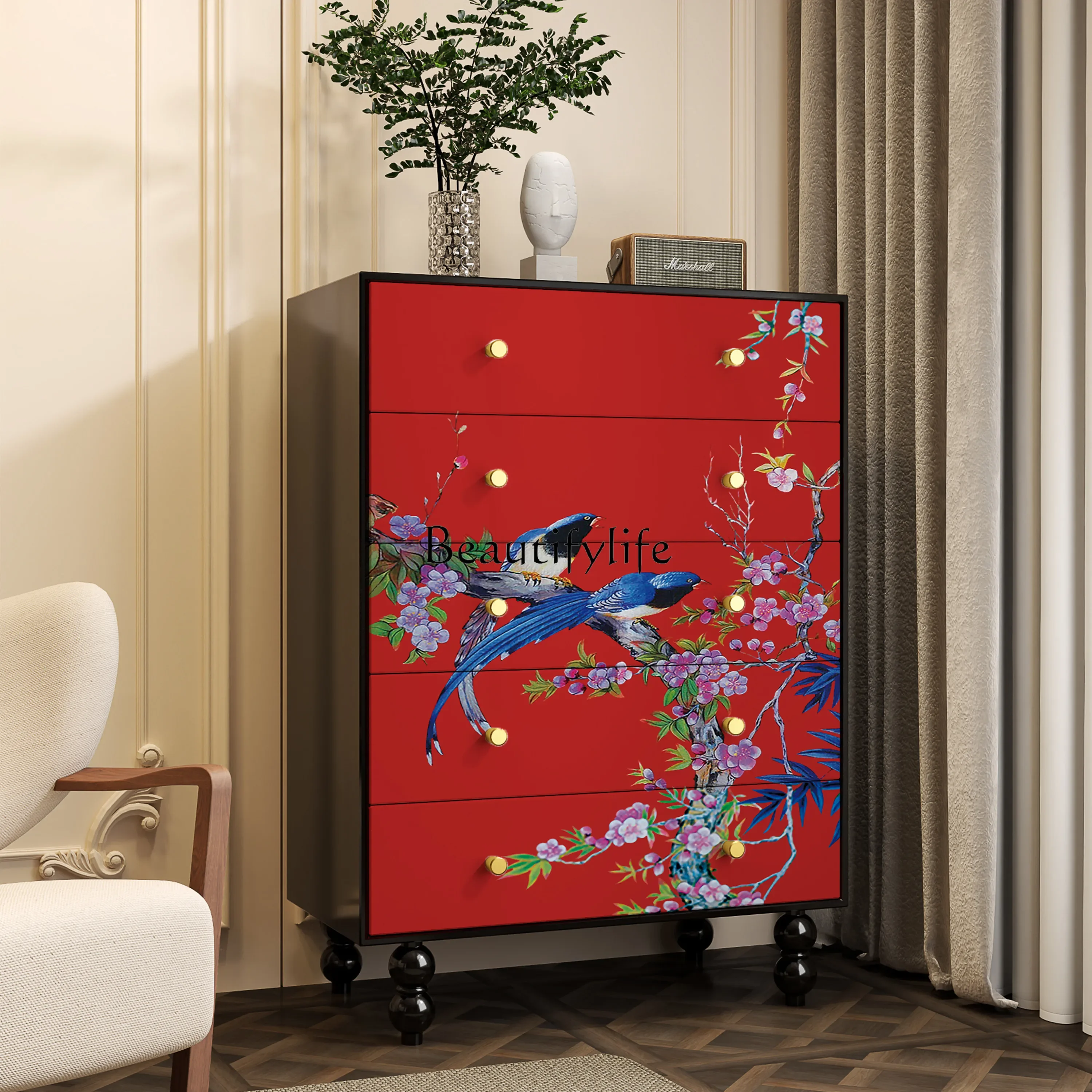 

ls 42French medieval solid wood chest of drawers B & B living room entrance decorative cabinet