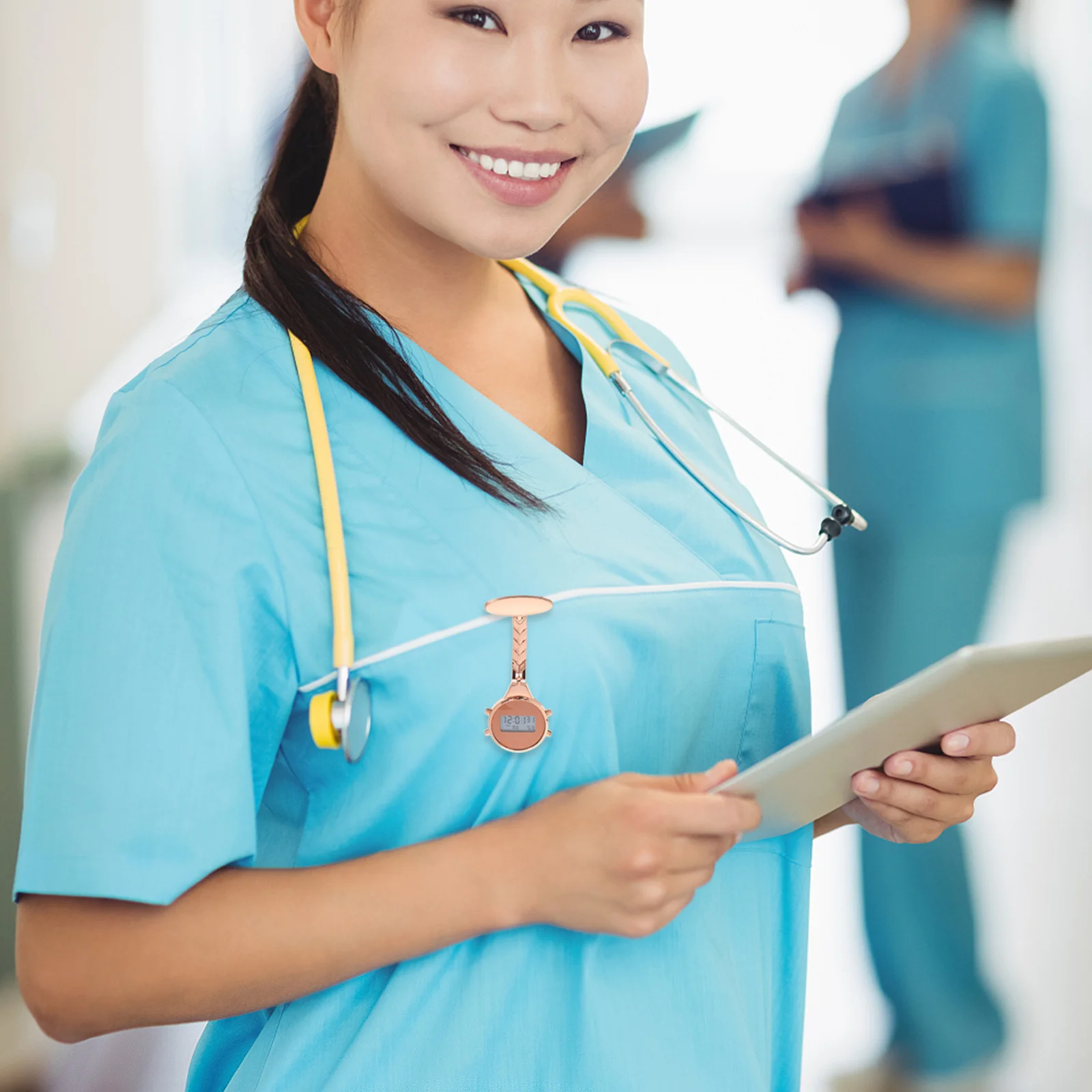 ممرضة إلكترونية للجنسين طية صدر السترة شارة رقمية للطبيب الطالب المحمولة سبيكة الصحة التبعي