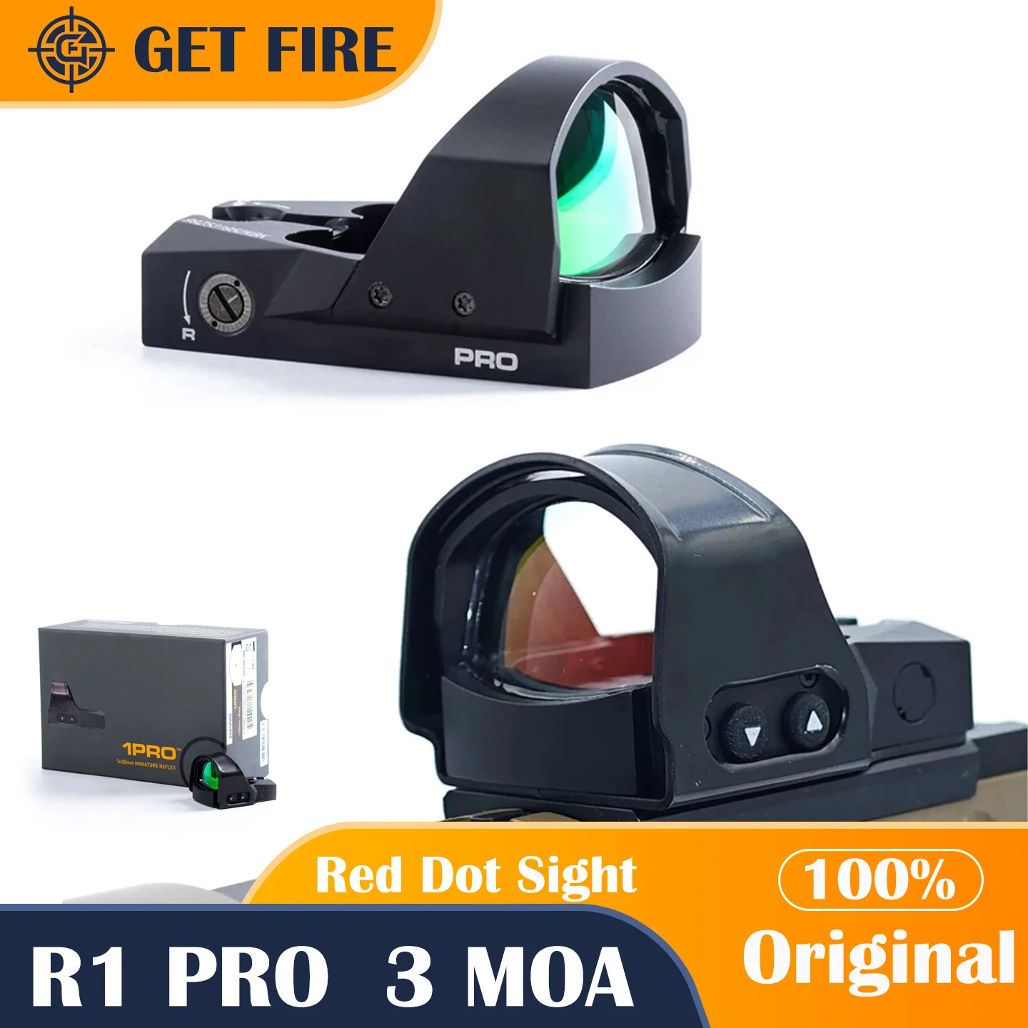 

Original R1 PRO 1x30mm 3 MOA Red Dot Sight Compact Airsoft Riflescope Tactical Hunting Scope Reflex Sights Fit 20mm Rail