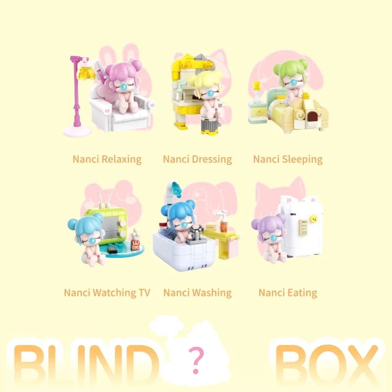 New Nanci Ruolai Blind Box Figure Trendy Play Home Series Building Blocks Gift Ornament Educational Assembled Toy Girl Gifts