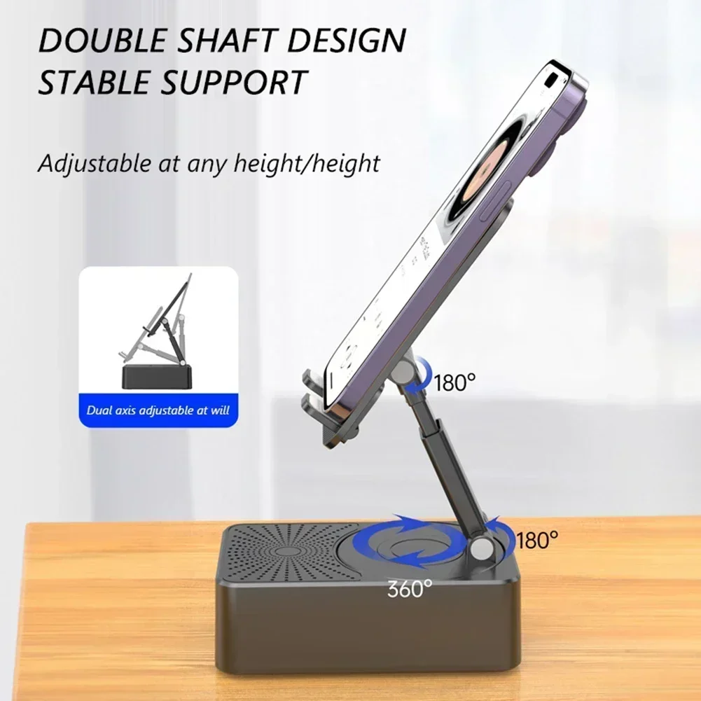 Slip Cell Phone Stand with Speaker Adjustable Portable Desktop Bracket Folding Desktop Live Lazy Stand Anti-Bluetooth-Compatible